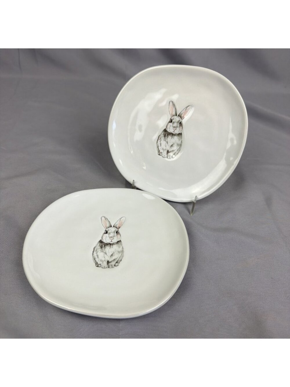 Williams-Sonoma Debossed Bunny Appetizer Plates Set of 2 Rabbit Easter
